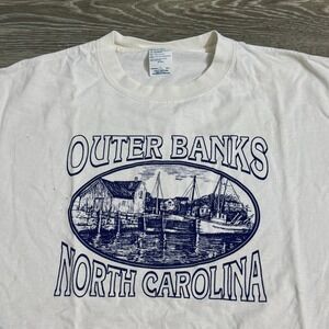 Vintage Outer Banks North Carolina T-Shirt Coastal Graphic‎ White Large 2000s
